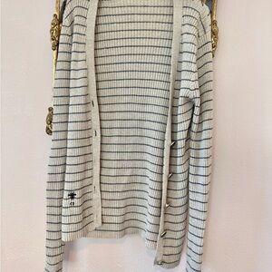 Christian Dior Striped Linen-Wool Ribbed Cardigan- size 38